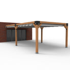Dubbele Houten Pergola Overkapping met Schuifbare Schaduwdoeken - Rijpex
