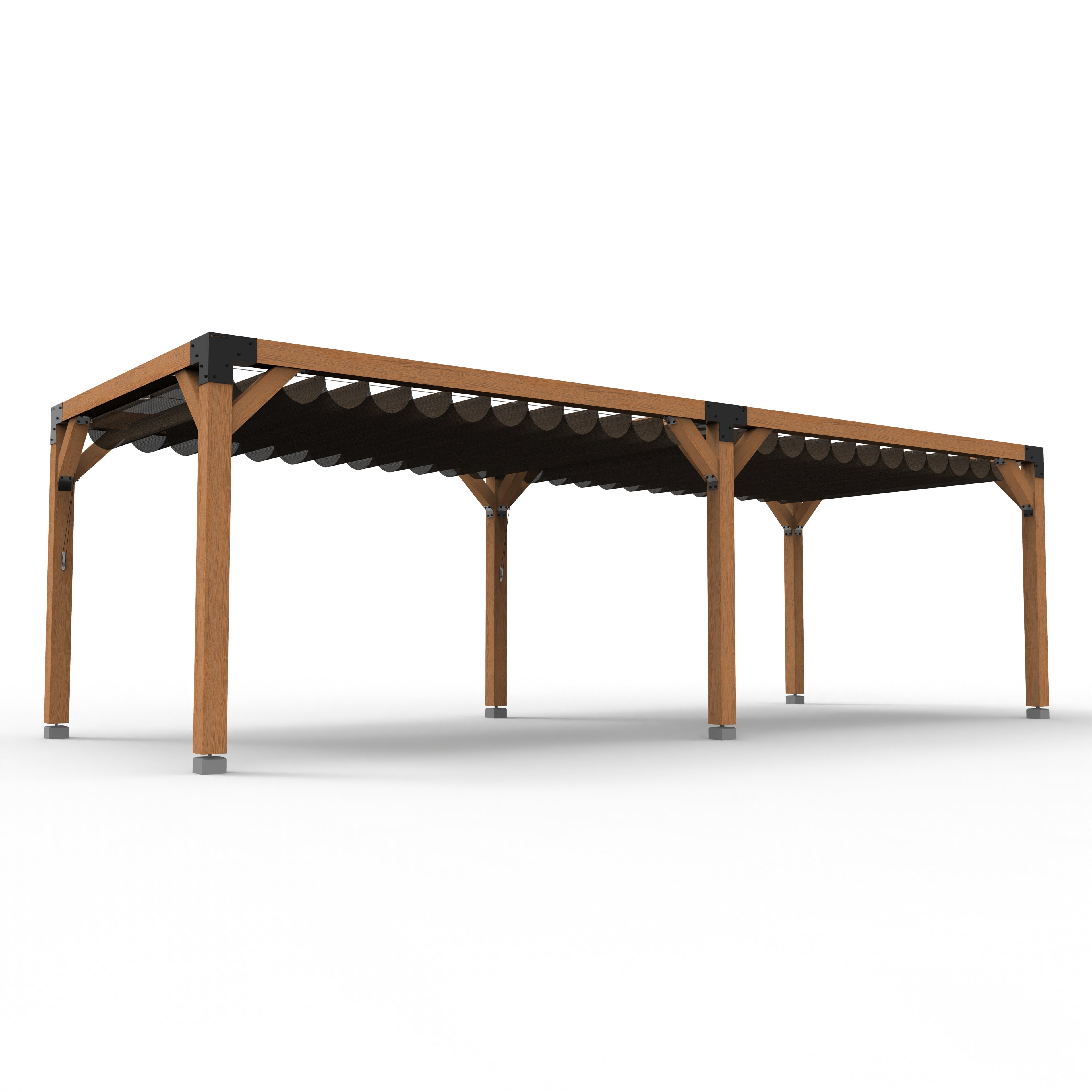 Pergola hout XL met twee schuifbare schaduwdoeken - Rijpex