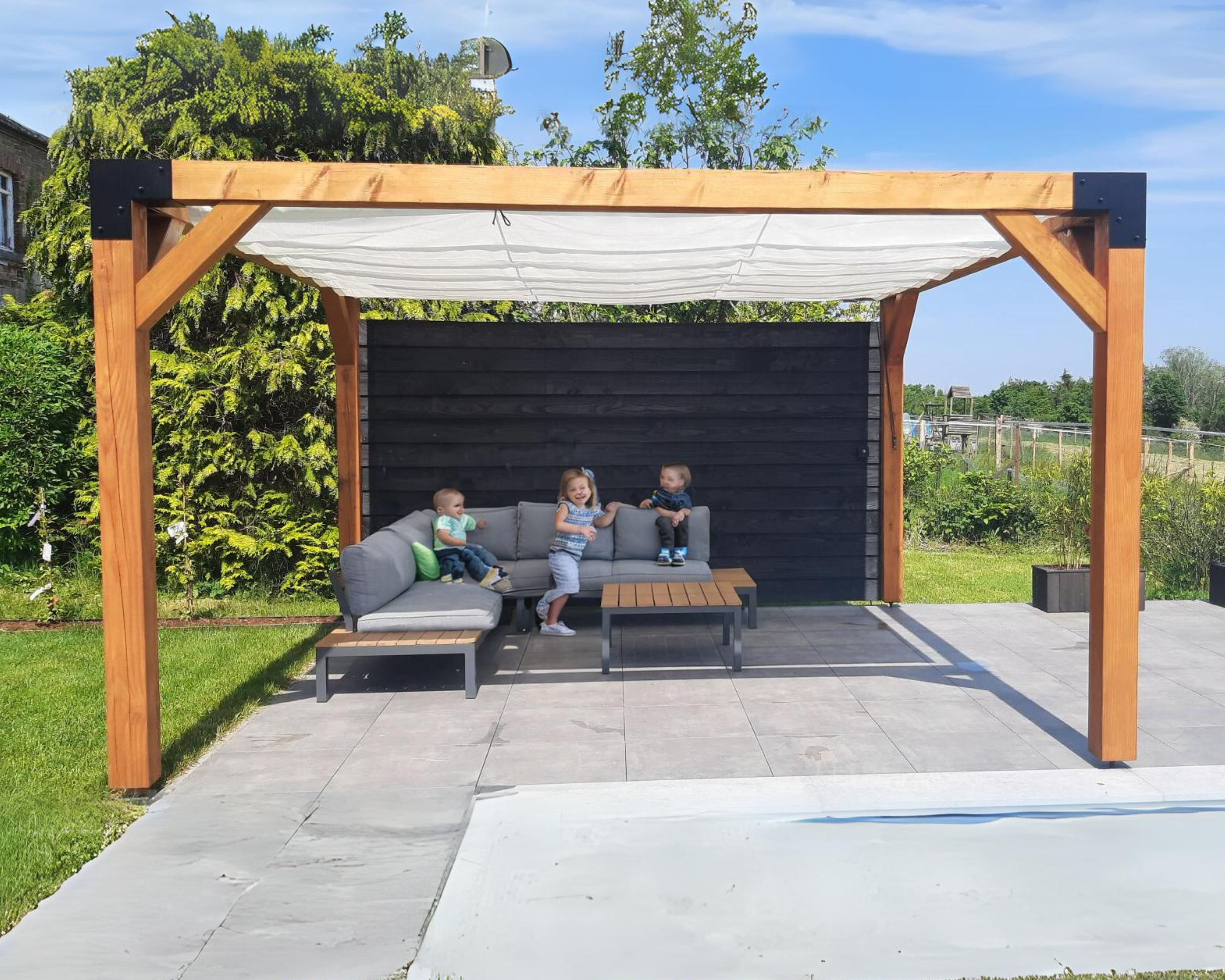 Pergola Hout Pakket | Paaldikte 15x15cm | Harmonicadoek - Rijpex