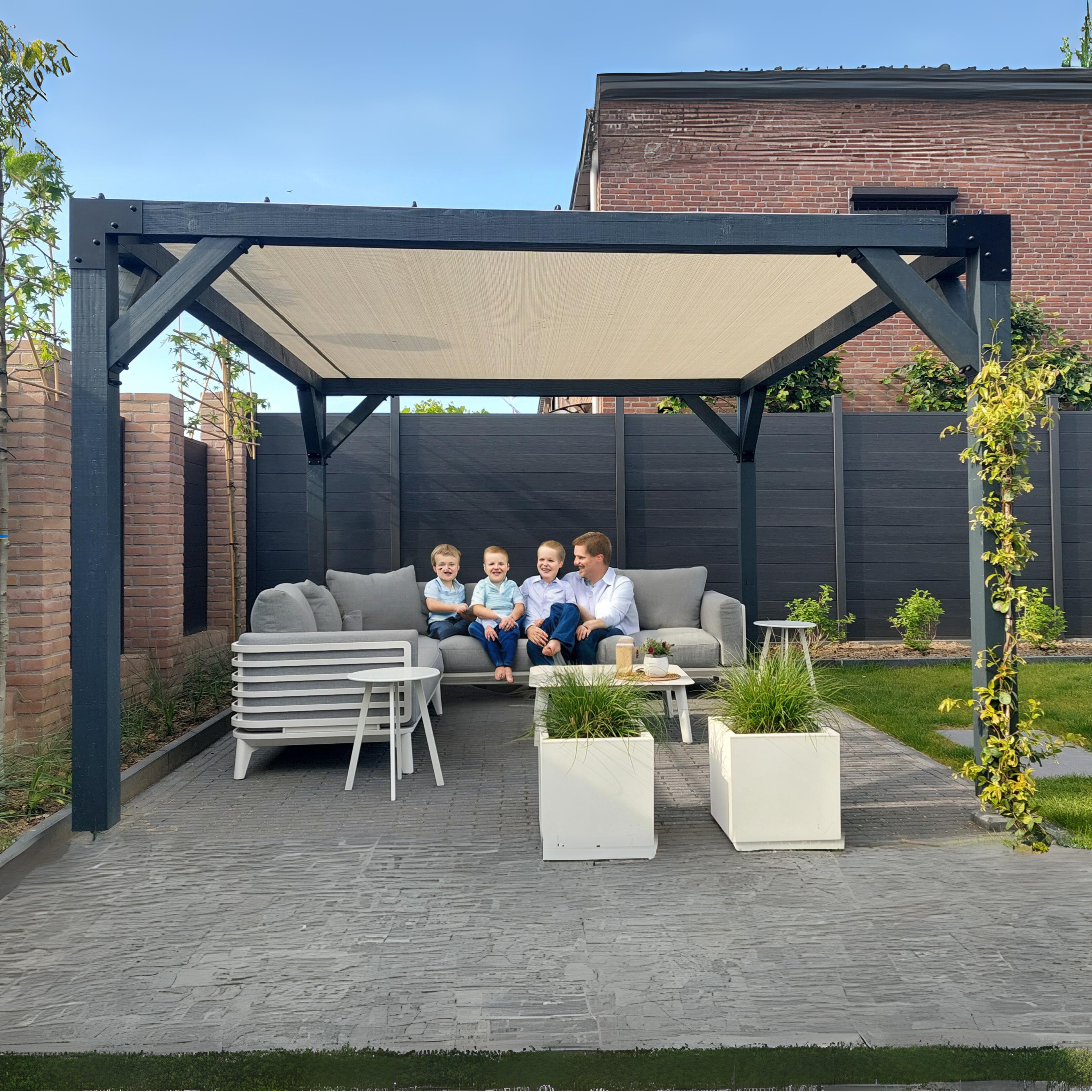 Pergola Hout Pakket | Paaldikte 15x15cm | Schaduwdoek - Rijpex